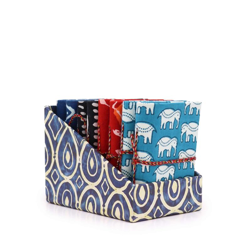 Assorted cotton-bound notepads. Block Print 7x10cm (presentation pack)