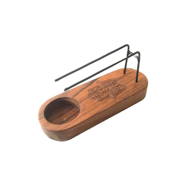Small Palo Santo Burner - Teak Wood - Hamsa Design