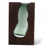 Lrg Glass Vase / Terarium inside Dark Tung Wood - 18x5x32cm