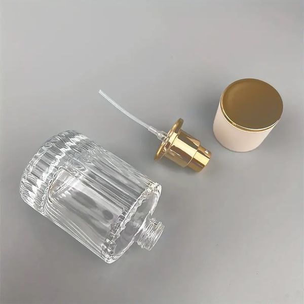 Powder Blue - 30ml Round Ribbed Bottle, Spray and Cap