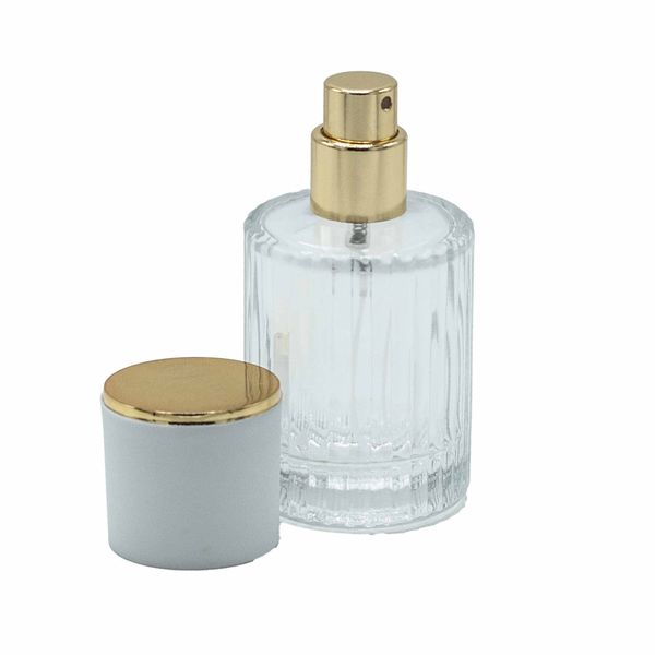 Flat White - 30ml Round Ribbed Bottle, Spray and Cap