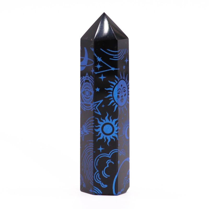 Black Obsidian Points (approx 60-70 gm 9cm) - Mystic Story - Midnight Blue