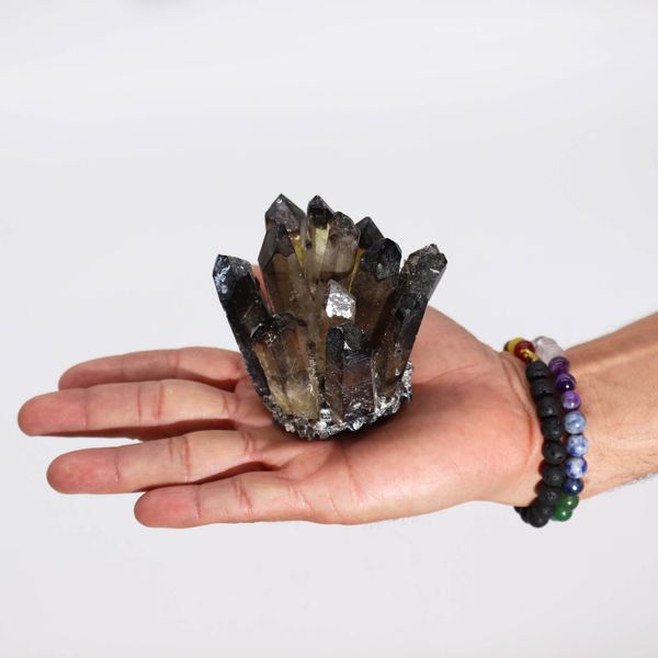 Crafted Natural Quartz Cluster - Smoky Ghost Quartz (approx 250-300gm 8cm)