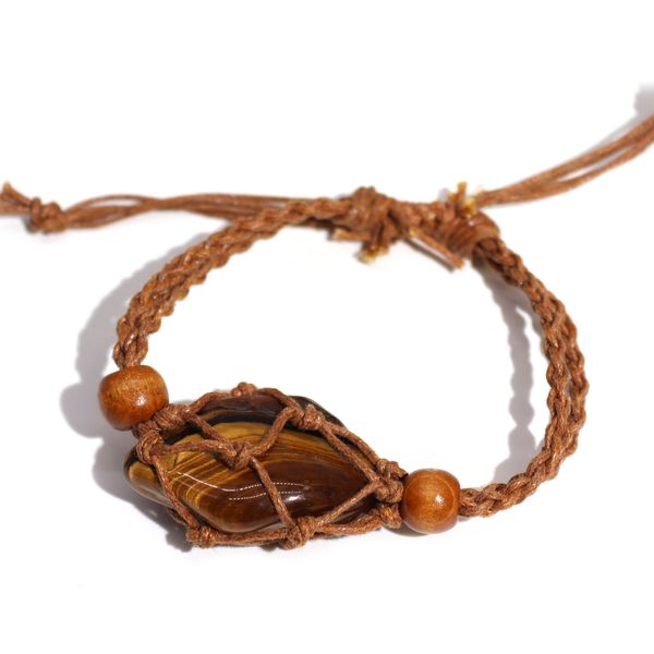 Crystal Gemstone Bracelet Cord 20-28cm/7.8-11inch - Brown