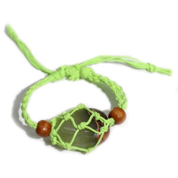 Crystal Gemstone Bracelet Cord 20-28cm/7.8-11inch - Green