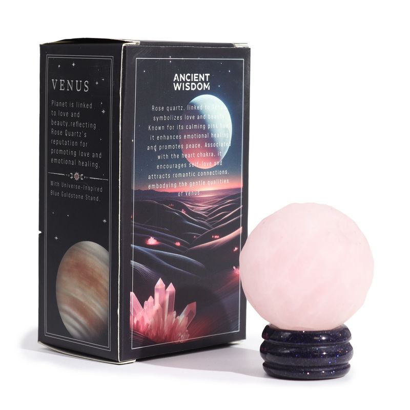 Rose Quartz Planet on a Solar Goldstone Stand - 40mm