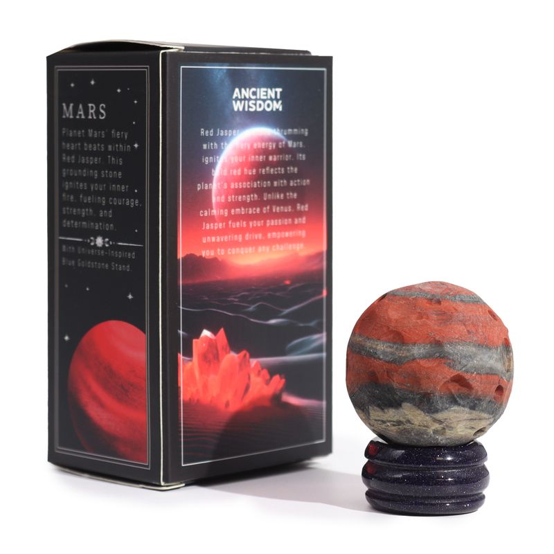 Red Jasper Planet on a Solar Goldstone Stand - 40mm  (30x15mm stand)