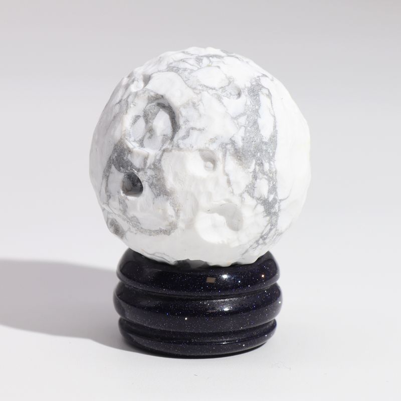 White Howlite Planet on a Solar Goldstone Stand - 40mm (30x15mm stand)