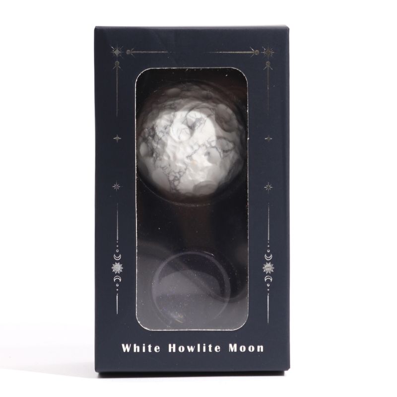 White Howlite Planet on a Solar Goldstone Stand - 40mm (30x15mm stand)