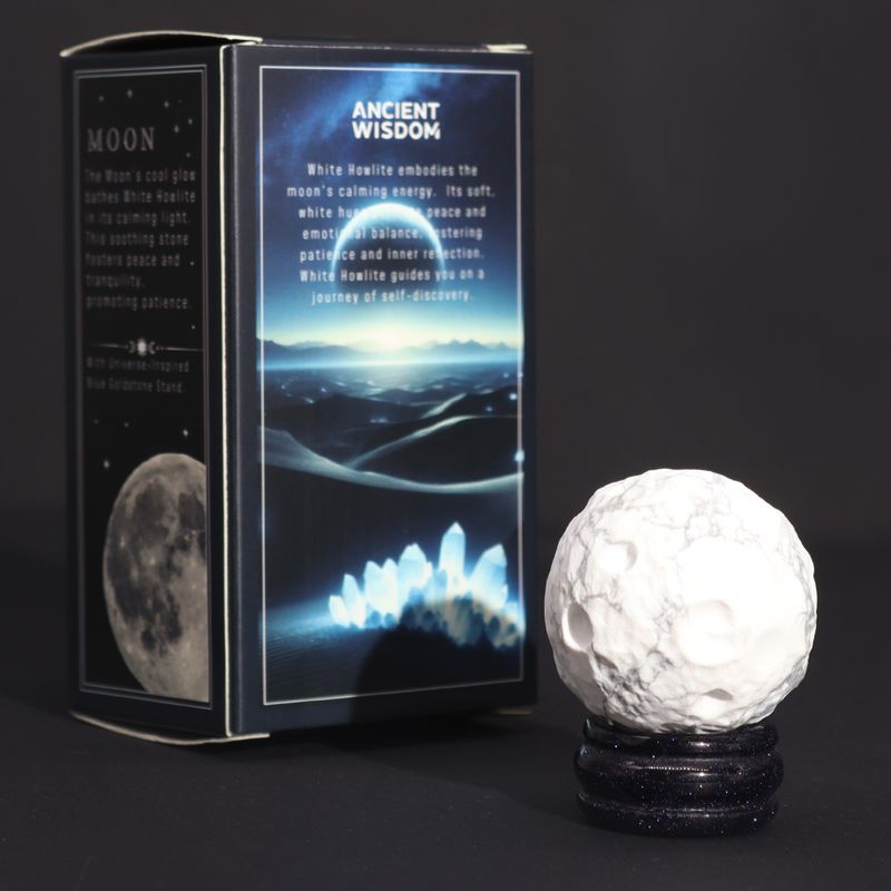 White Howlite Planet on a Solar Goldstone Stand - 40mm (30x15mm stand)