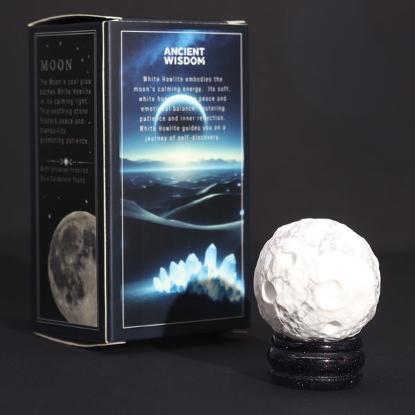 White Howlite Planet on a Solar Goldstone Stand - 40mm (30x15mm stand)
