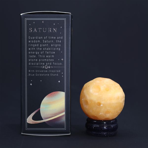 Yellow Jade Planet on a Solar Goldstone Stand - 40mm (30x15mm stand)