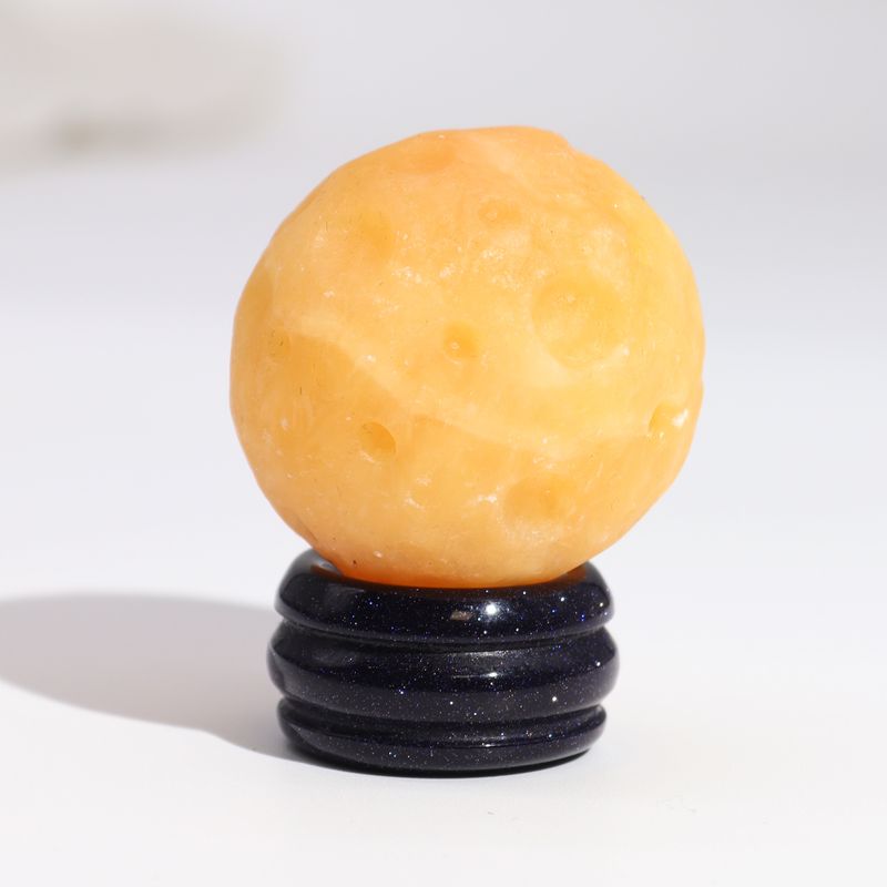 Yellow Jade Planet on a Solar Goldstone Stand - 40mm (30x15mm stand)