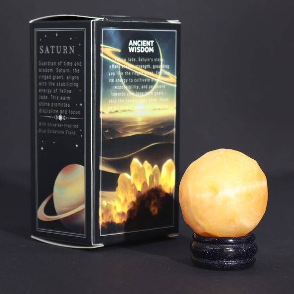 Yellow Jade Planet on a Solar Goldstone Stand - 40mm (30x15mm stand)