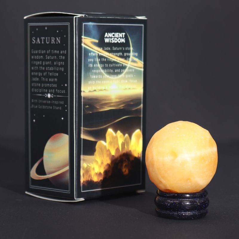 Yellow Jade Planet on a Solar Goldstone Stand - 40mm (30x15mm stand)