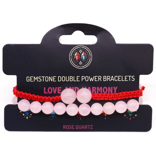 Gemstone Double Power Braclets- Rose Quartz