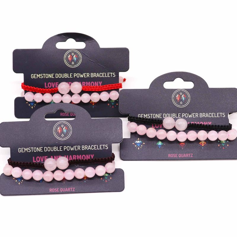Gemstone Double Power Braclets- Rose Quartz
