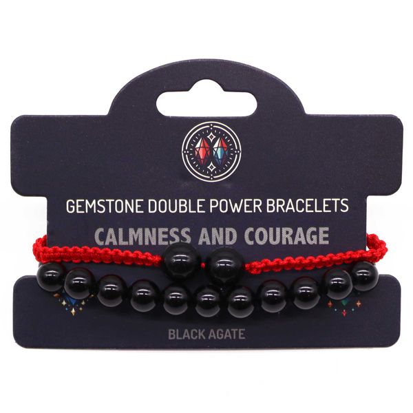 Gemstone Double Power Braclets- Black Agate