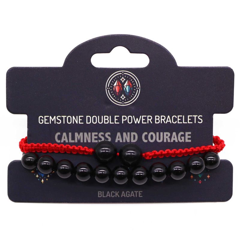 Gemstone Double Power Braclets- Black Agate