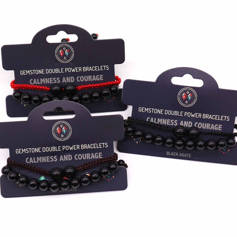 Gemstone Double Power Braclets- Black Agate