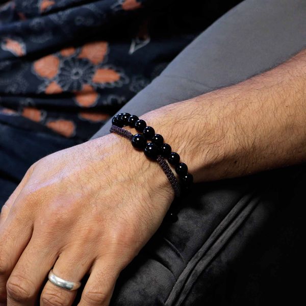 Gemstone Double Power Braclets- Black Agate