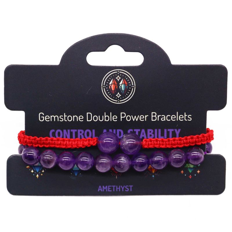 Gemstone Double Power Braclets- Amythist