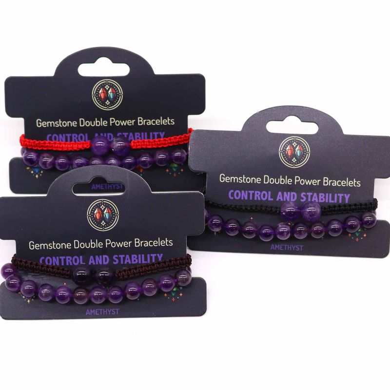 Gemstone Double Power Braclets- Amythist