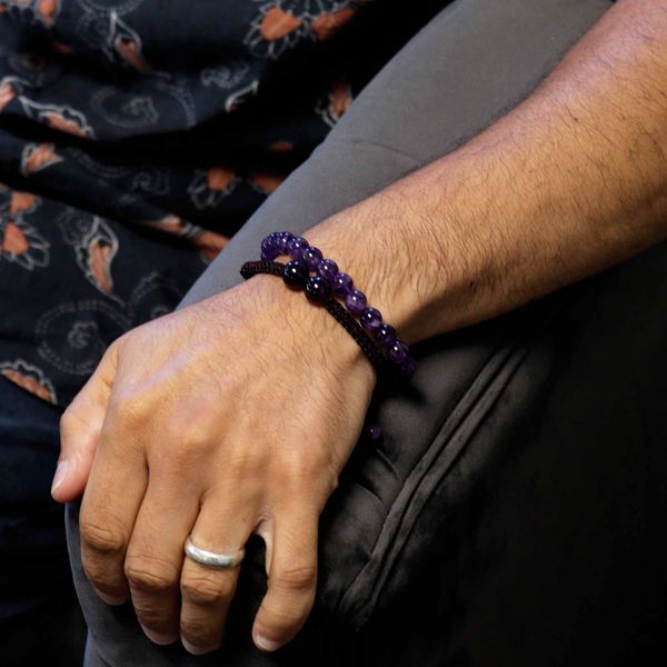 Gemstone Double Power Braclets- Amythist