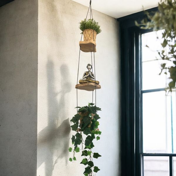 Hanging Gamel Wood Shelf - Three Levels
