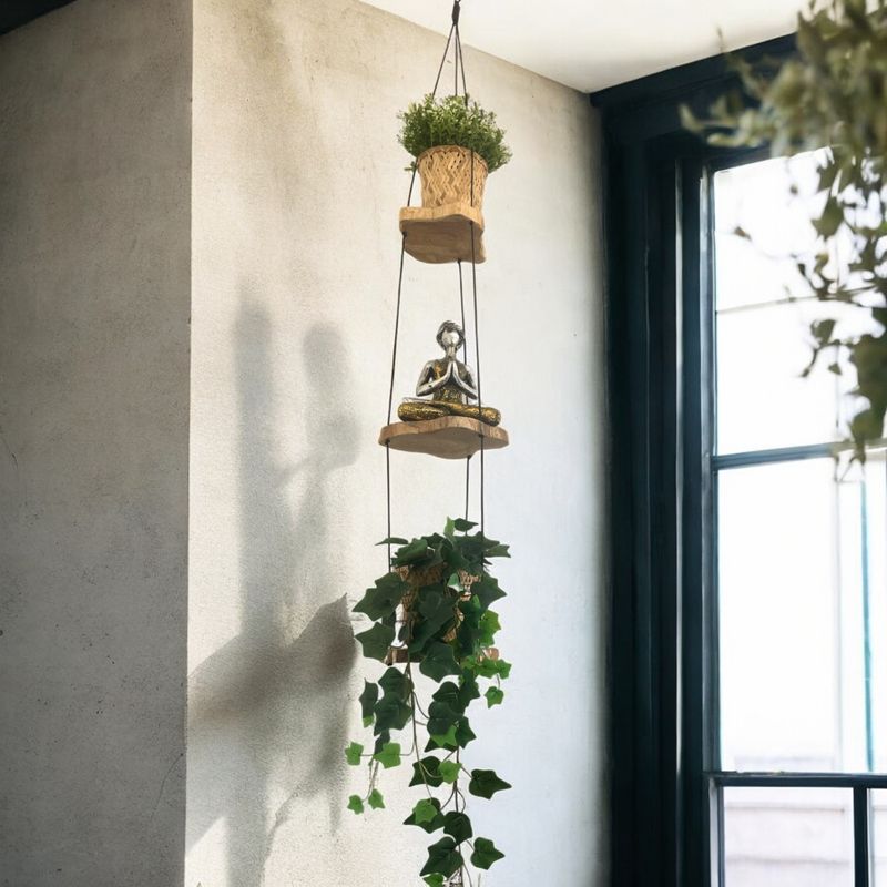 Hanging Gamel Wood Shelf - Three Levels