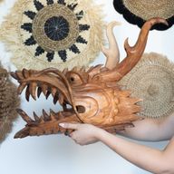 Live-size Dragon Head Carving  - 30cm