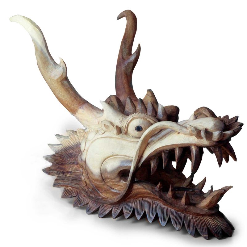 Live-size Dragon Head Carving  - 30cm
