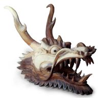 Live-size Dragon Head Carving  - 30cm