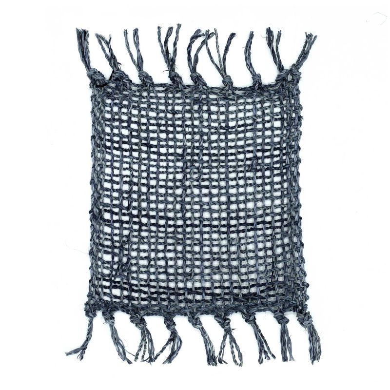 Seagrass Fringe Natural Coaster - Charcoal