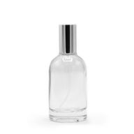 50ml Round Chunky Bottle, Silver Spray and Cap