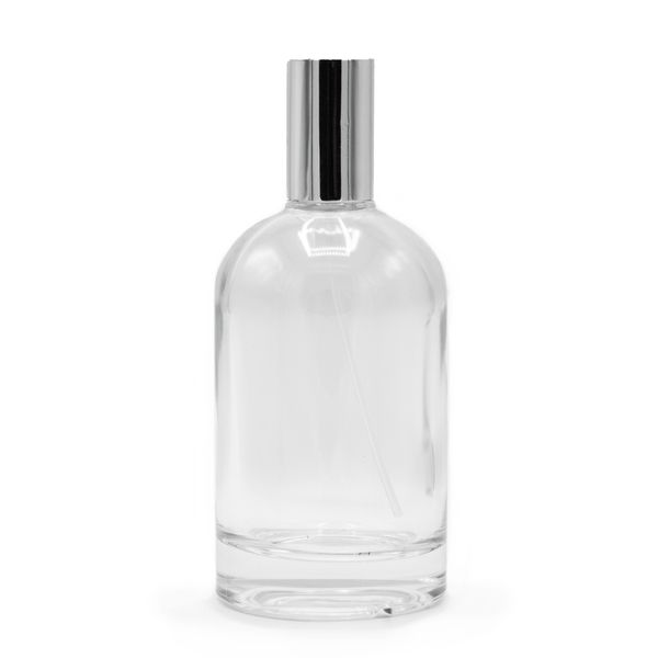 100ml Round Chunky Bottle, Silver Spray and Cap
