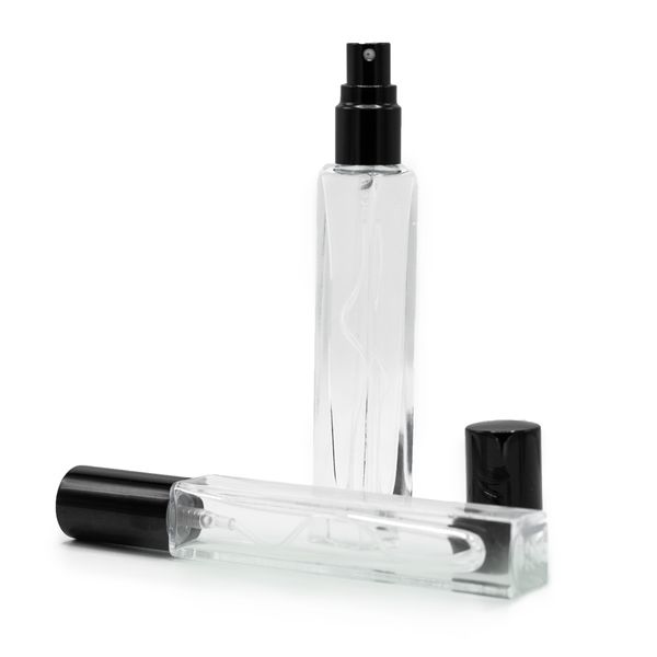 10ml Square Tall Slim Bottle, Black Spray and Cap