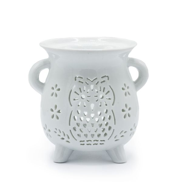 Cauldron Oil Burner - Owl - White