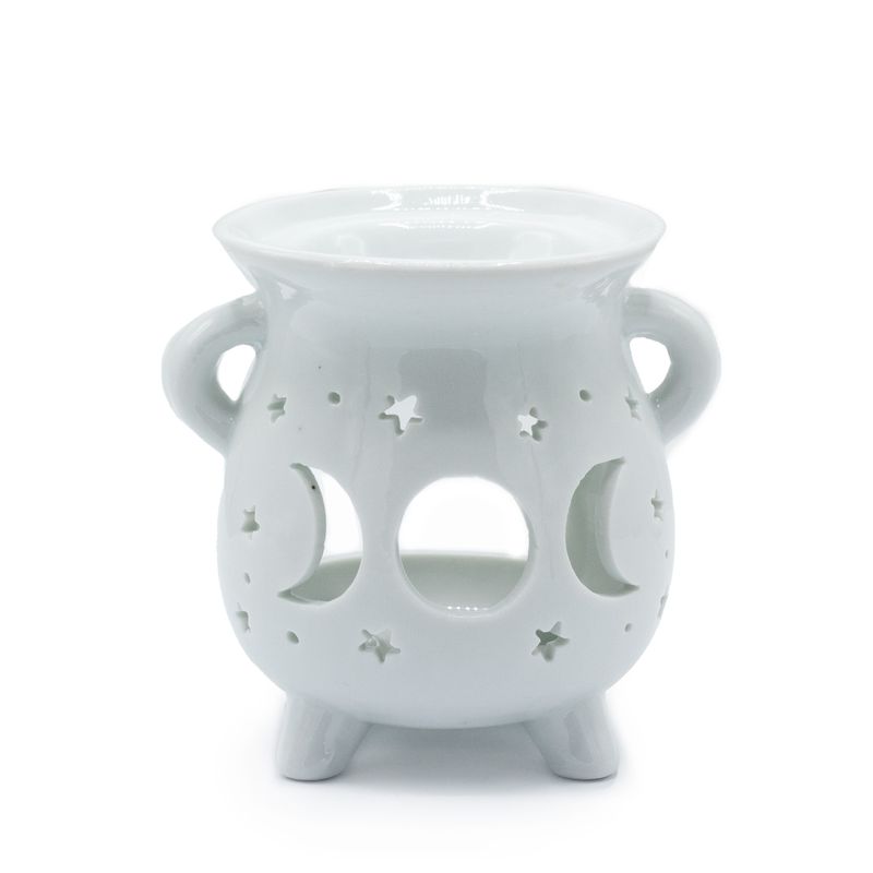Cauldrons Oil Burner - Moon Phase - White
