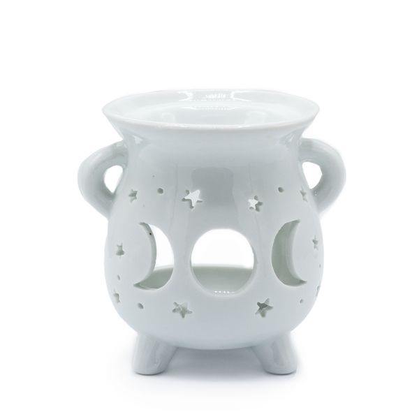 Cauldrons Oil Burner - Moon Phase - White