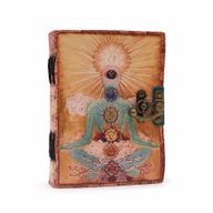 Leather "Buddha Seven Chakra" Deckle-edge Notebook 17.5x12.5x3cm
