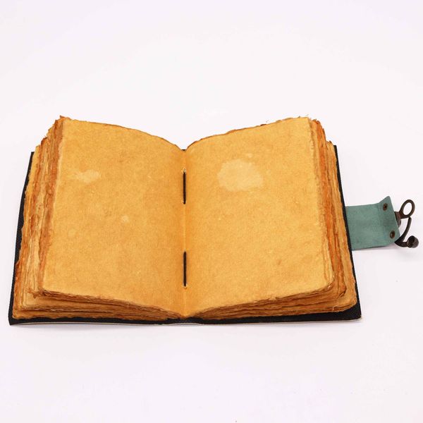 Leather "Moon Phases" Deckle-edge Notebook 17.5x12.5x3cm