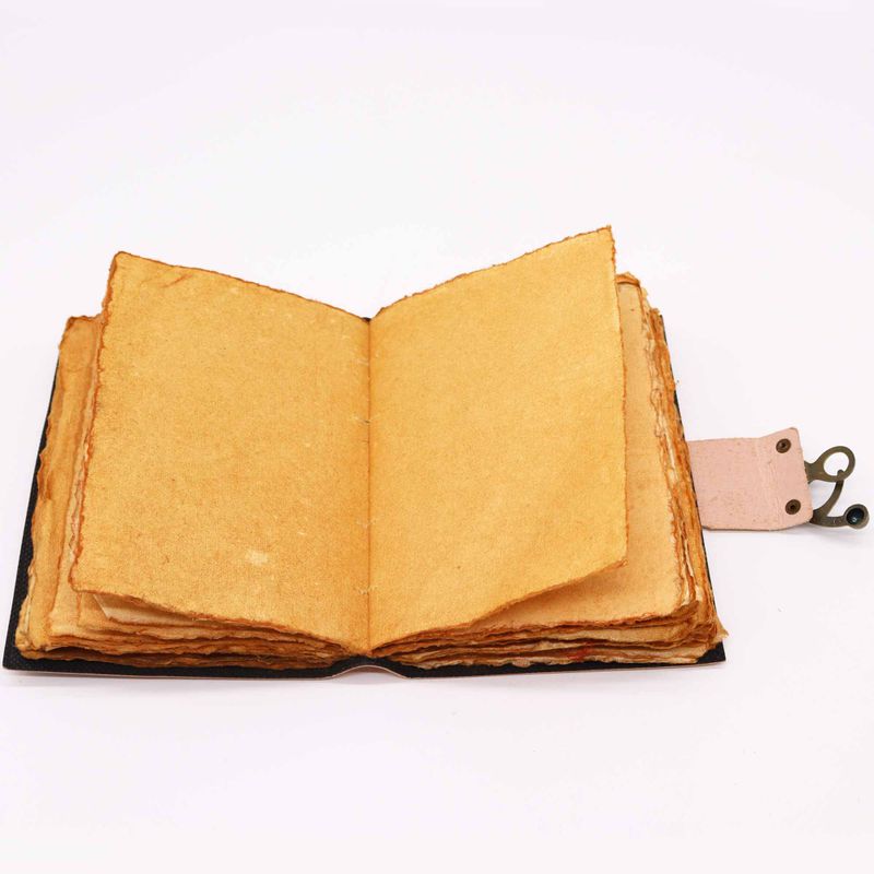 Leather Seven Chakra Colours Deckle-edge Notebook 17.5x12.5x3cm