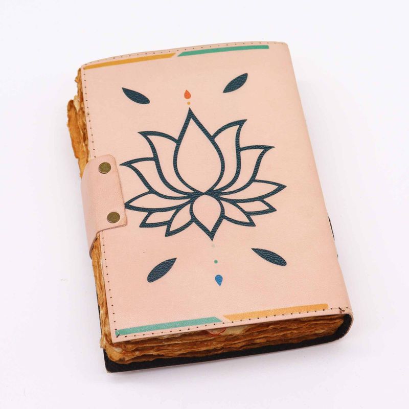 Leather Seven Chakra Colours Deckle-edge Notebook 17.5x12.5x3cm