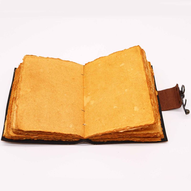 Leather Lotus Mandala Deckle-edge Notebook 17.5x12.5x3cm