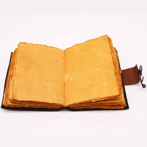 Leather Lotus Mandala Deckle-edge Notebook 17.5x12.5x3cm