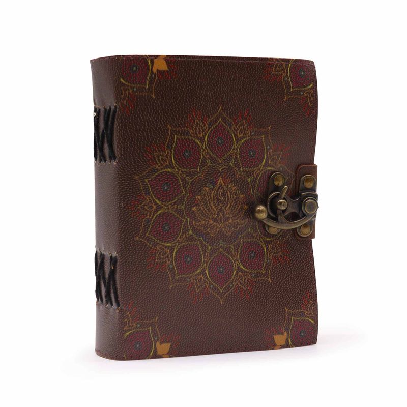 Leather Lotus Mandala Deckle-edge Notebook 17.5x12.5x3cm