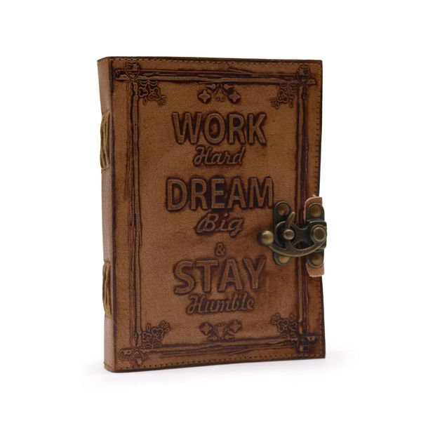 Leather Journal - Work & Dream Big 17.5x12.5x3cm - Light Tan