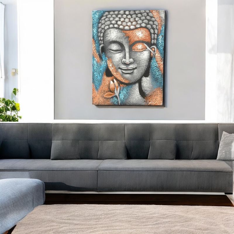 Buddha Painting - Silver & Rose Gold Flower