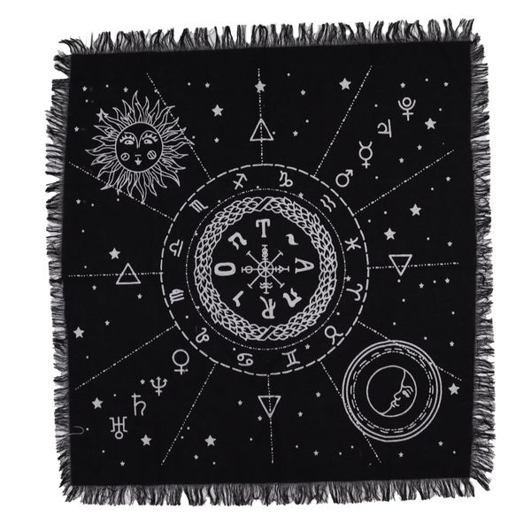 Esoteric Fringed Altar Cloth - Moon & Sun Chart